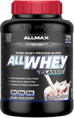 ALLMAX Nutrition, AllWhey Classic, 100% Whey Protein, Cookies & Cream, 5 lbs. (2.27 kg) ,المكملات الغذائية، بروتين مصل اللبن، والرياضة
