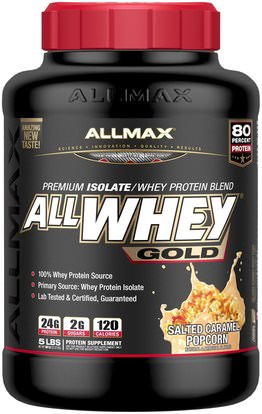 ALLMAX Nutrition, AllWhey Gold, 100% Whey Protein + Premium Whey Protein Isolate, Salted Caramel Popcorn, 5 lbs. (2.27 kg) ,رياضات