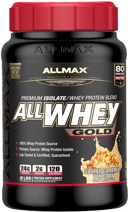 ALLMAX Nutrition, AllWhey Gold, 100% Whey Protein, Salted Caramel Popcorn, 2 lbs (907 g) ,رياضات