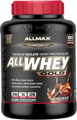 ALLMAX Nutrition, AllWhey Gold, Premium Isolate/Whey Protein Blend, Chocolate, 5 lbs. (2.27 kg) ,المكملات الغذائية، بروتين مصل اللبن، والرياضة