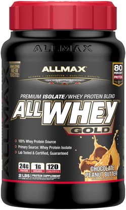 ALLMAX Nutrition, AllWhey Gold, Premium Isolate/Whey Protein Blend, Chocolate Peanut Butter, 2 lbs (907 g) ,المكملات الغذائية، بروتين مصل اللبن، والرياضة