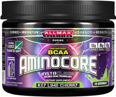 ALLMAX Nutrition, Aminocore, BCAA Max Strength, 8G Branched Chain Amino Acid, Gluten Free, Key Lime Cherry, 105 g ,رياضات