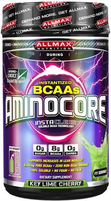 ALLMAX Nutrition, Aminocore, BCAA Max Strength, 8G Branched Chain Amino Acid, Gluten Free, Key Lime Cherry, 41.12 oz (1166 g) ,رياضات