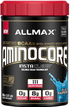 ALLMAX Nutrition, Aminocore, Instantized BCAAs Intra-Workout Muscle Support, Blue Raspberry, 2.57 lbs (1166 g) (Discontinued Item) ,رياضات