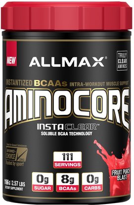 ALLMAX Nutrition, Aminocore, Instantized BCAAs Intra-Workout Muscle Support, Fruit Punch Blast, 2.57 lbs. (1166 g) ,رياضات