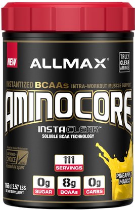 ALLMAX Nutrition, Aminocore, Instantized BCAAs Intra-Workout Muscle Support, Pineapple Mango, 2.57 lbs. (1166 g) ,رياضات