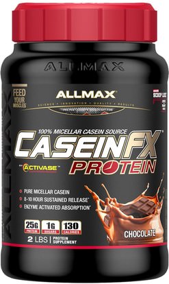 ALLMAX Nutrition, CaseinFX, 100% Casein Micellar Protein, Chocolate, 2 lbs. (907 g) ,والمكملات الغذائية، والبروتين، والرياضة
