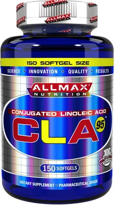 ALLMAX Nutrition, CLA 95, Highest-Purity CLA Yield (95%), 1,000 mg, 150 Softgels ,وفقدان الوزن، والنظام الغذائي، كلا (مترافق حمض اللينوليك)، والرياضة