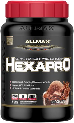 ALLMAX Nutrition, Hexapro, Ultra-Premium Protein + MCT & Coconut Oil, Chocolate, 3 lbs (1.36 kg) ,الغذاء، كيتو ودية