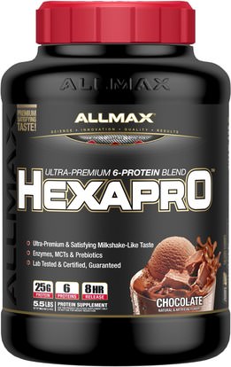 ALLMAX Nutrition, Hexapro, Ultra-Premium Protein + MCT & Coconut Oil, Chocolate, 5.5 lbs (2.5 kg) ,الغذاء، كيتو ودية