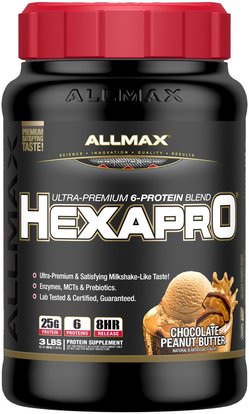 ALLMAX Nutrition, Hexapro, Ultra-Premium Protein + MCT & Coconut Oil, Chocolate Peanut Butter, 3 lbs (1.36 kg) ,الغذاء، كيتو ودية