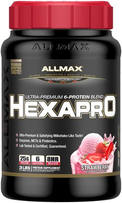 ALLMAX Nutrition, Hexapro, Ultra-Premium Protein + MCT & Coconut Oil, Strawberry, 3 lbs (1.36 g) ,الغذاء، كيتو ودية