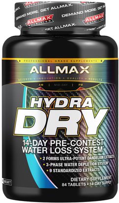 ALLMAX Nutrition, HydraDry, Ultra-Potent Diuretic + Electrolyte Stabilizer, 84 Tablets ,والمكملات الغذائية، مدرات البول حبوب الماء، والرياضة