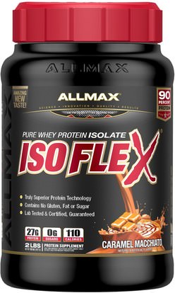 ALLMAX Nutrition, Isoflex, 100% Ultra-Pure Whey Protein Isolate (WPI Ion-Charged Particle Filtration), Caramel Macchiato, 2 lbs (907 g) ,رياضات