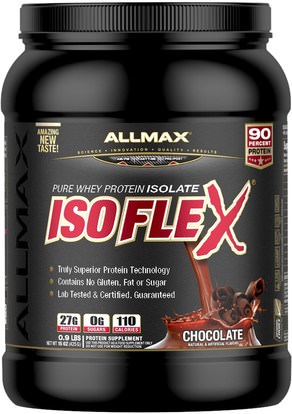 ALLMAX Nutrition, Isoflex, 100% Ultra-Pure Whey Protein Isolate (WPI Ion-Charged Particle Filtration), Chocolate, 0.9 lbs (425 g) ,رياضات