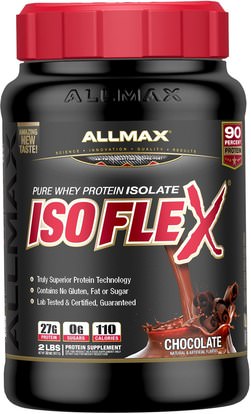 ALLMAX Nutrition, Isoflex, 100% Ultra-Pure Whey Protein Isolate (WPI Ion-Charged Particle Filtration), Chocolate, 2 lbs (907 g) ,رياضات