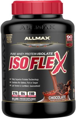 ALLMAX Nutrition, Isoflex, 100% Ultra-Pure Whey Protein Isolate (WPI Ion-Charged Particle Filtration), Chocolate, 5 lbs (2.27 kg) ,رياضات