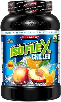 ALLMAX Nutrition, Isoflex Chiller, 100% Ultra-Pure Whey Protein Isolate (WPI Ion-Charged Particle Filtration), Citrus Peach Sensation, 2 lbs (907 g) ,رياضات