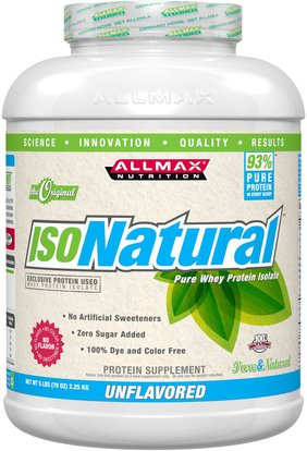 ALLMAX Nutrition, IsoNatural, Whey Protein Isolate, Unflavored, 5 lbs (2.25 kg) ,المكملات الغذائية، بروتين مصل اللبن، والرياضة