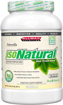 ALLMAX Nutrition, IsoNatural, Whey Protein Isolate, Vanilla, 2 lbs (907 g) ,المكملات الغذائية، بروتين مصل اللبن، والرياضة