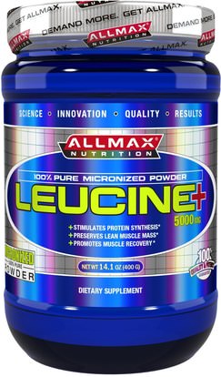 ALLMAX Nutrition, Leucine, 5000 mg, 14.1 oz (400 g) ,المكملات الغذائية، والأحماض الأمينية، والرياضة، ليوسين ل