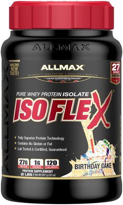 ALLMAX Nutrition, Pure Whey Protein Isolate Isoflex, Birthday Cake with Sprinkles, 2 lbs (907 g) ,رياضات