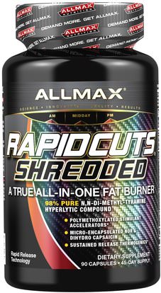 ALLMAX Nutrition, Rapidcuts Shredded, Weight Loss Fat Burner With Yohimbine, Green Coffee, Green Tea, 90 Capsules ,والصحة، والطاقة، والرياضة