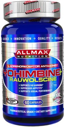 ALLMAX Nutrition, Yohimbine HCl + Rauwolscine, 3.5 mg, 60 Capsules ,الصحة، الرجال، أنشطة رياضية، يوهمبي