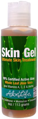 Aloe Life International, Inc, Skin Gel, Ultimate Skin Treatment, Unscented, 4 oz (113 g) ,حمام، الجمال، الألوة فيرا كريم محلول هلام