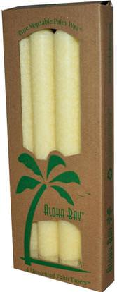 Aloha Bay, Palm Wax Taper Candles, Unscented, Cream, 4 Pack, 9 in (23 cm) Each ,حمام، الجمال، الشمعات