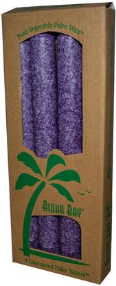 Aloha Bay, Palm Wax Taper Candles, Unscented, Violet, 4 Pack, 9 in (23 cm) Each ,حمام، الجمال، الشمعات