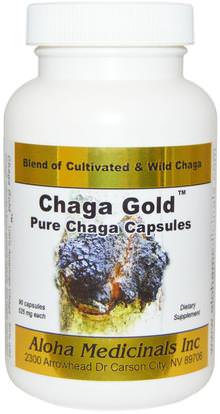 Aloha Medicinals Inc., Chaga Gold, 90 Capsules ,والمكملات الغذائية، والفطر تشاغا