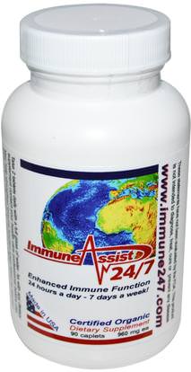 Aloha Medicinals Inc., Immune Assist 24/7, 960 mg Each, 90 Caplets ,المكملات الغذائية، كبسولات الفطر، الفطر الطبية