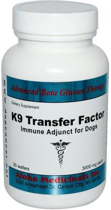 Aloha Medicinals Inc., K-9 Transfer Factor, Immune Adjunct for Dogs, 3000 mg, 30 Wafers ,رعاية الحيوانات الأليفة، ملحق للحيوانات الاليفة الكلاب