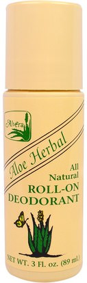 Alvera, Roll-On Deodorant, Aloe Herbal, 3 fl oz (89 ml) ,حمام، الجمال، مزيل العرق، لفة-- على مزيل العرق
