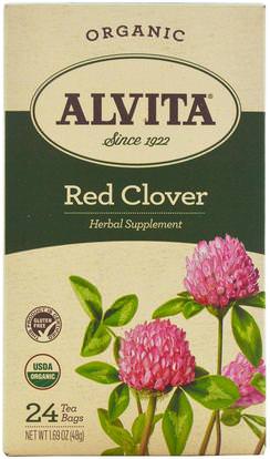 Alvita Teas, Organic, Red Clover Tea, Caffeine Free, 24 Tea Bags, 1.69 oz (48 g) ,الأعشاب، البرسيم الأحمر