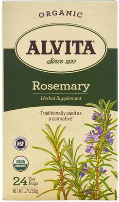 Alvita Teas, Organic, Rosemary Tea, Caffeine Free, 24 Tea Bags, 1.27 oz (36 g) ,الأعشاب، الإكليل في الجبل
