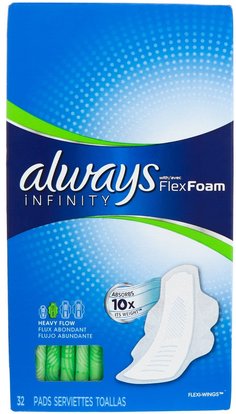 Always, Infinity Flex Foam with Wings, Heavy Flow, 32 Pads ,الصحة، المرأة