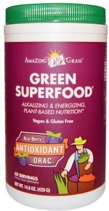 Amazing Grass, Green Superfood, Acai-Berry Antioxidant ORAC, 14.8 oz (420 g) ,المكملات الغذائية، سوبرفوودس