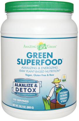 Amazing Grass, Green Superfood, Alkalize & Detox, 28.2 oz (800 g) ,المكملات الغذائية، سوبرفوودس، التخلص من السموم