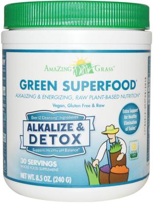 Amazing Grass, Green Superfood, Alkalize & Detox, 8.5 oz (240 g) ,المكملات الغذائية، سوبرفوودس، التخلص من السموم