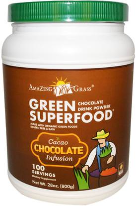 Amazing Grass, Green Superfood, Chocolate Drink Powder, 28 oz (800 g) ,المكملات الغذائية، سوبرفوودس