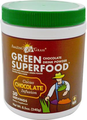Amazing Grass, Green Superfood, Chocolate Drink Powder, 8.5 oz (240 g) ,المكملات الغذائية، سوبرفوودس