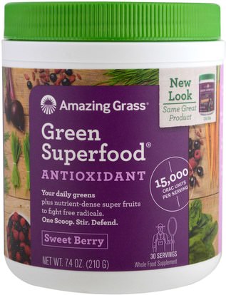 Amazing Grass, Green Superfood, Sweet Berry Flavor, 7.4 oz (210 g) ,المكملات الغذائية، سوبرفوودس، الخضر