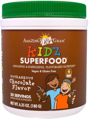 Amazing Grass, Kidz Superfood, Outrageous Chocolate Flavor, 6.35 oz (180 g) ,المكملات الغذائية، سوبرفوودس