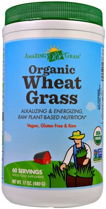 Amazing Grass, Organic Wheat Grass, 17 oz (480 g) ,المكملات الغذائية، سوبرفوودس، عشب القمح