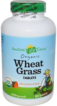 Amazing Grass, Organic Wheat Grass Tablets, 1000 mg, 200 Tablets ,المكملات الغذائية، سوبرفوودس، عشب القمح