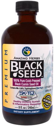 Amazing Herbs, Black Seed, 100% Pure Cold-Pressed Black Cumin Seed Oil, 8 fl oz (236 ml) ,الأعشاب، البذور السوداء