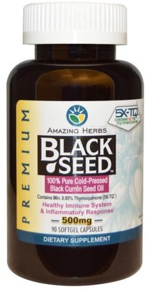 Amazing Herbs, Black Seed, 500 mg, 90 Softgel Capsules ,الأعشاب، البذور السوداء