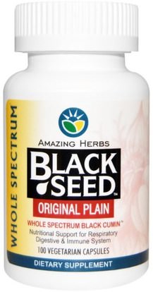 Amazing Herbs, Black Seed, Original Plain, 100 Veggie Caps ,الأعشاب، البذور السوداء
